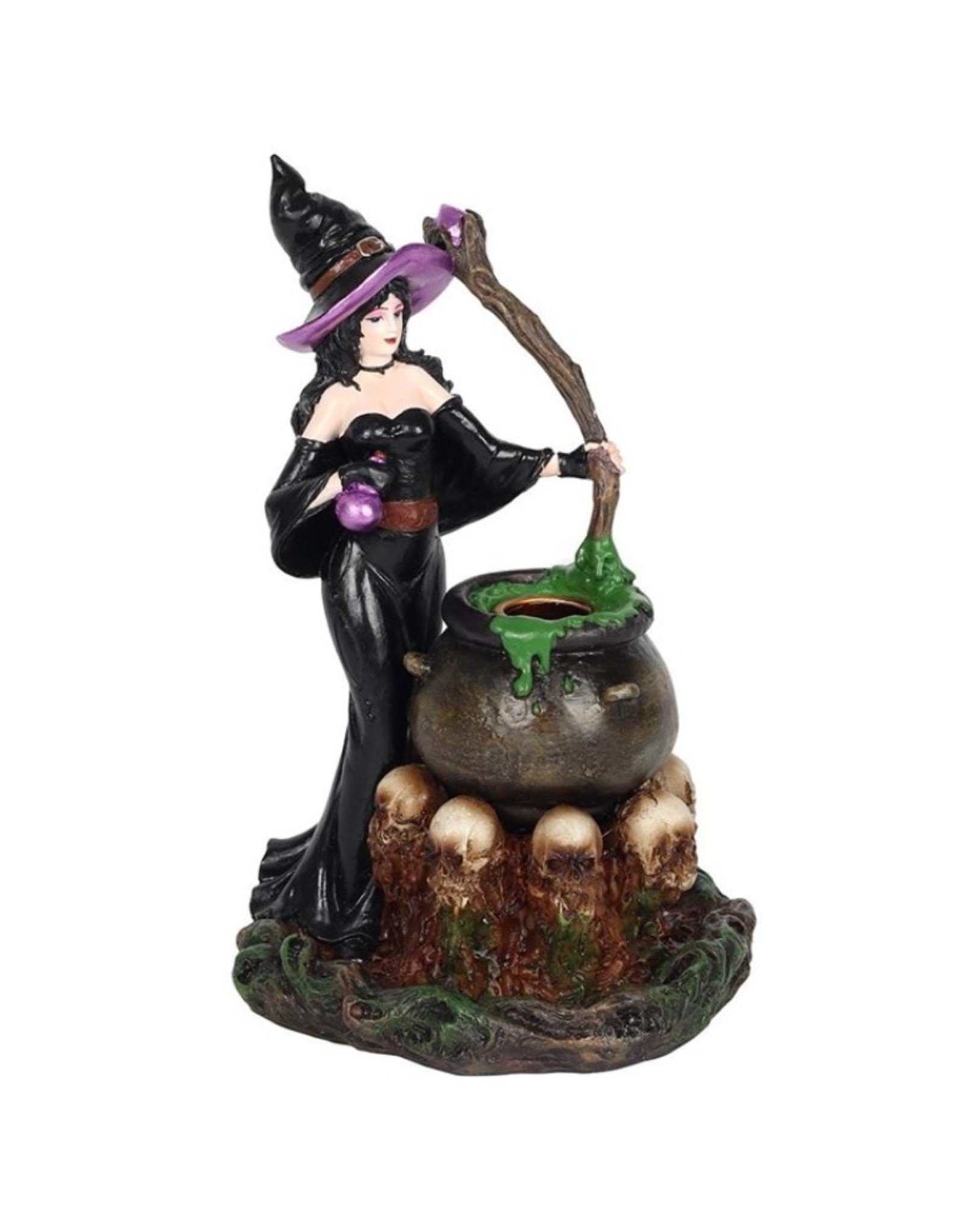 Trukado Giftware Figurines Collectables - Witch with Cauldron Backflow Incense Burner