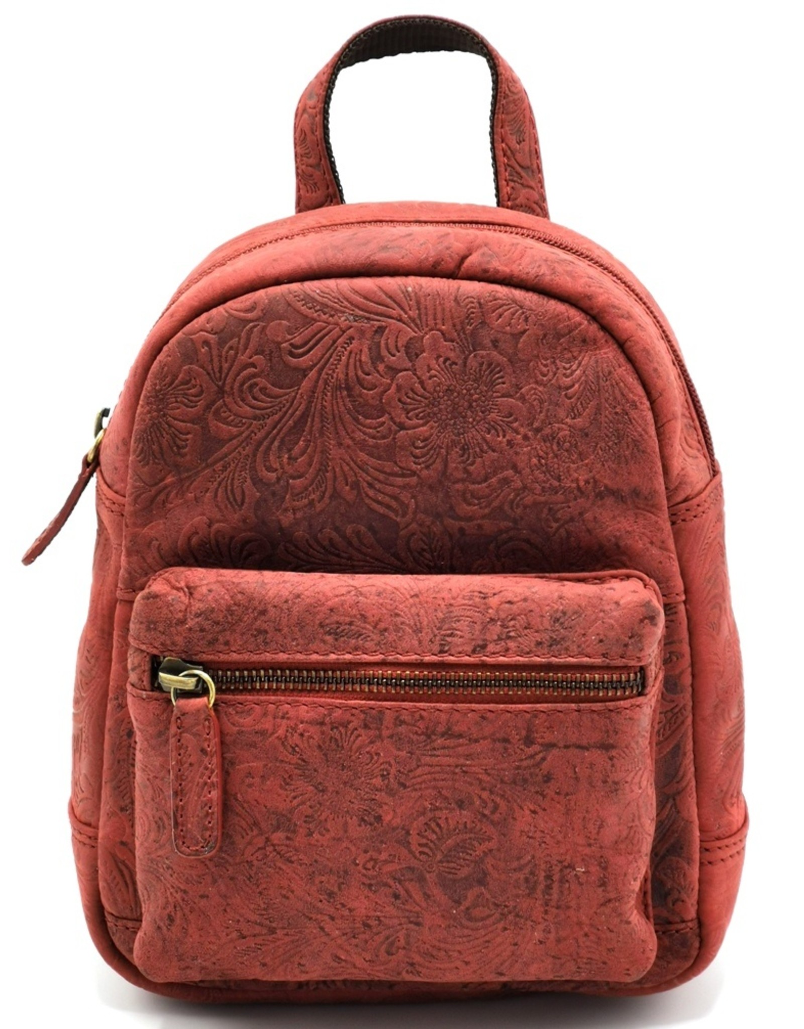 Hunters Leather backpacks  and leather shoppers - Leather Backpack with Flower Pattern brown - Copy