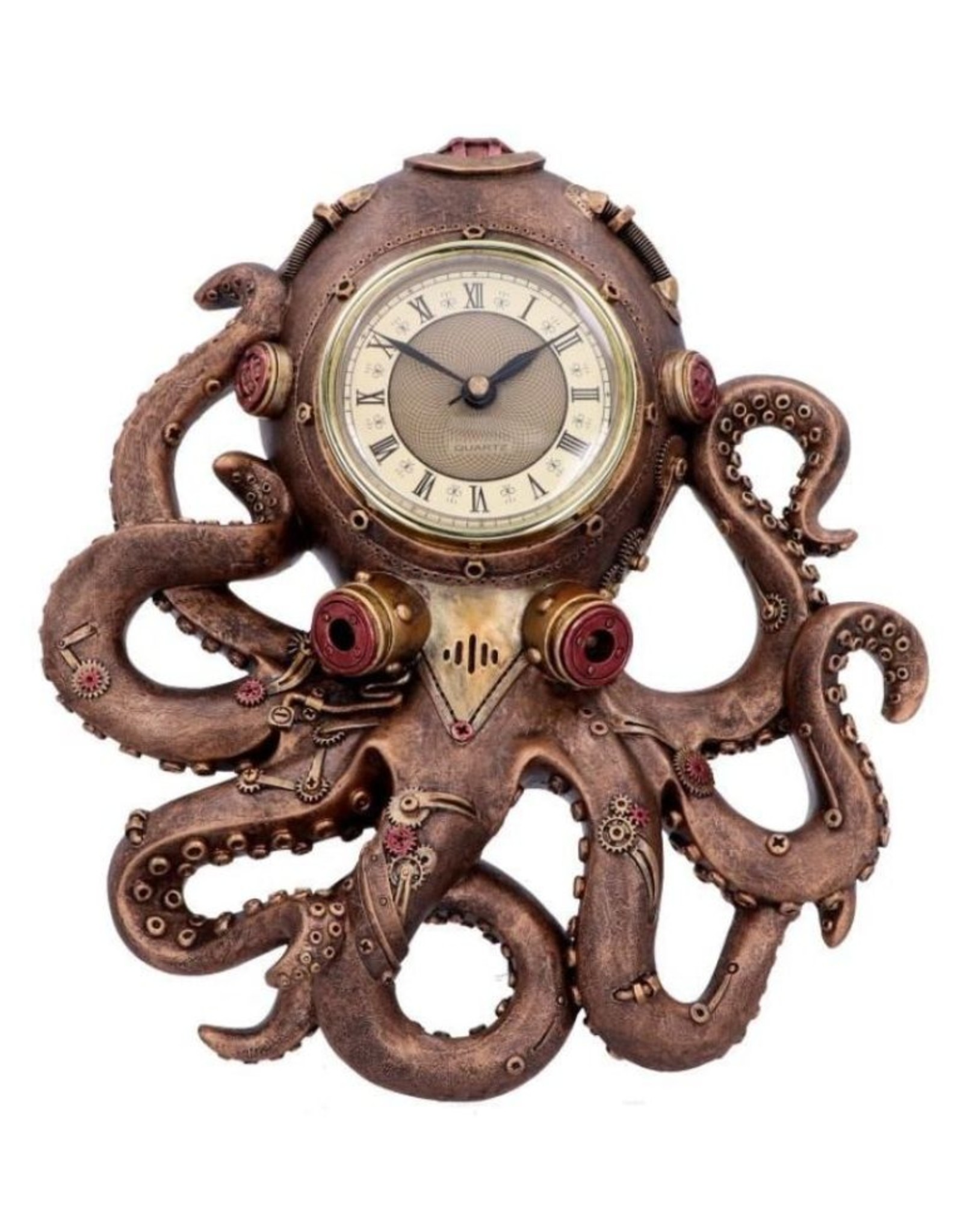 Alator Giftware, beelden, collectables - Steampunk Octopus Inktvis Wandklok Octoclock - 26cm