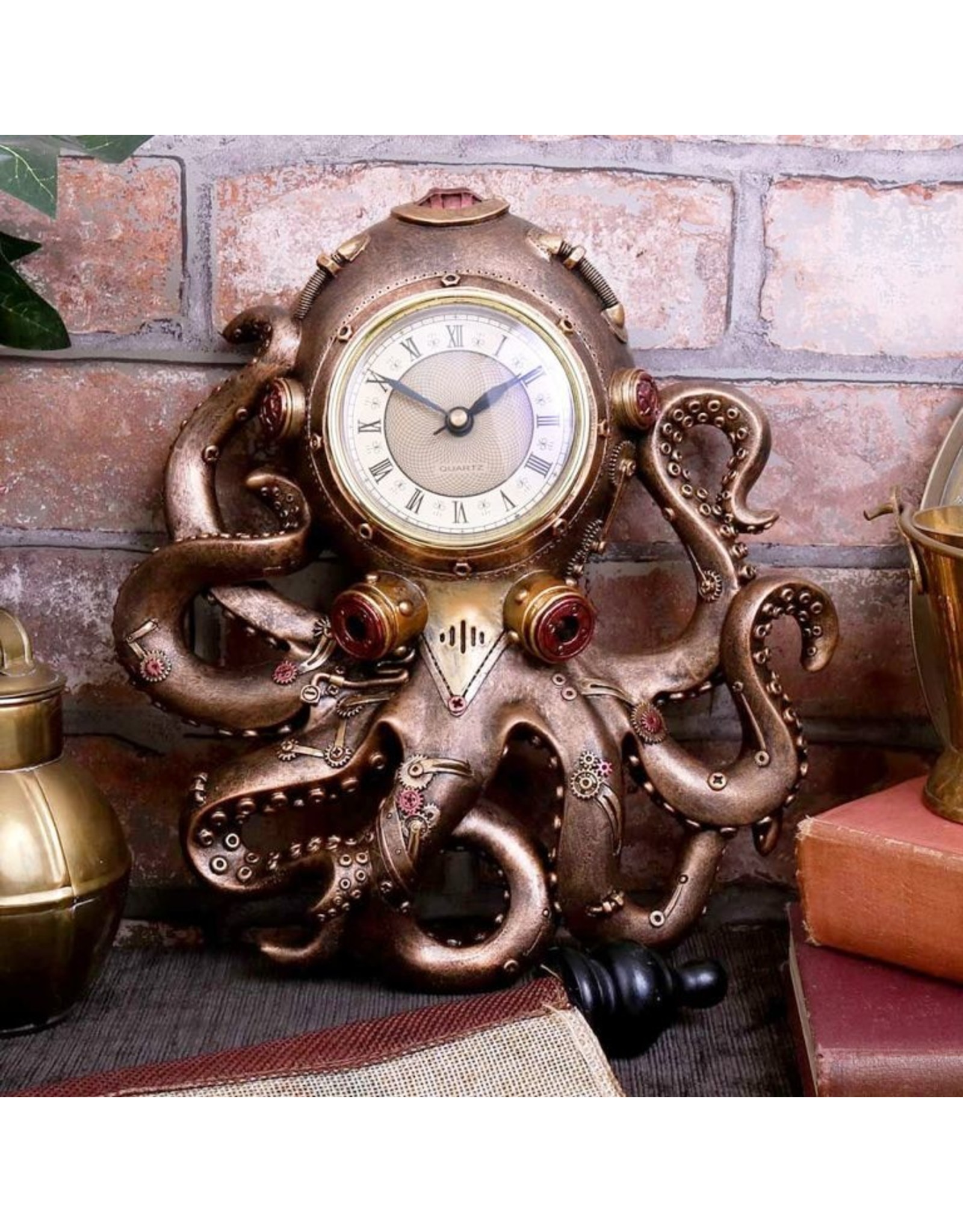 Alator Giftware, beelden, collectables - Steampunk Octopus Inktvis Wandklok Octoclock - 26cm