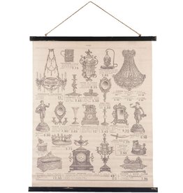 Trukado Wandkaart Antiquariaat - textiel 79cm x 110cm