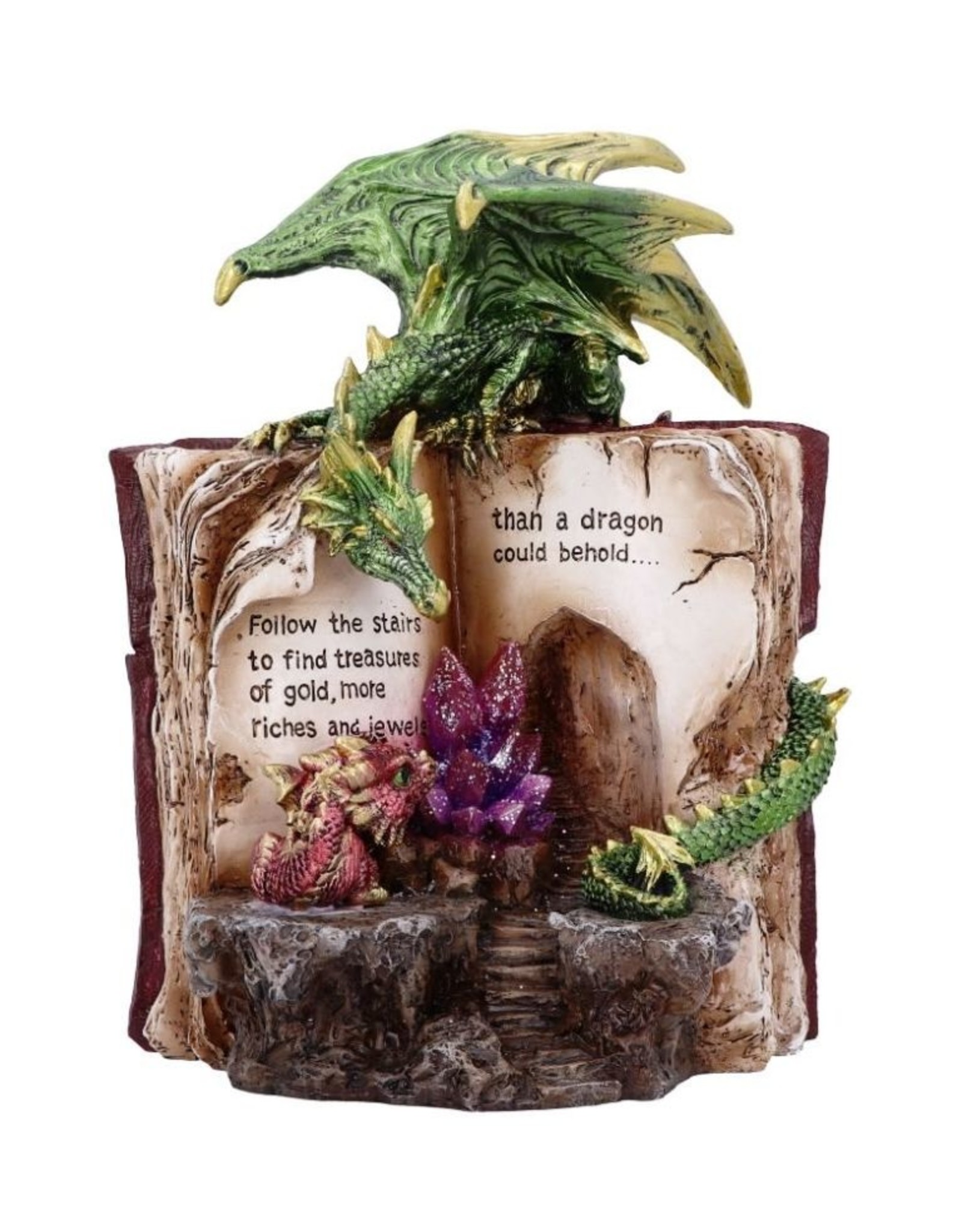 Alator Giftware & Lifestyle - Hoard Finders - Dragon with Book & Crystal Figurine - LED