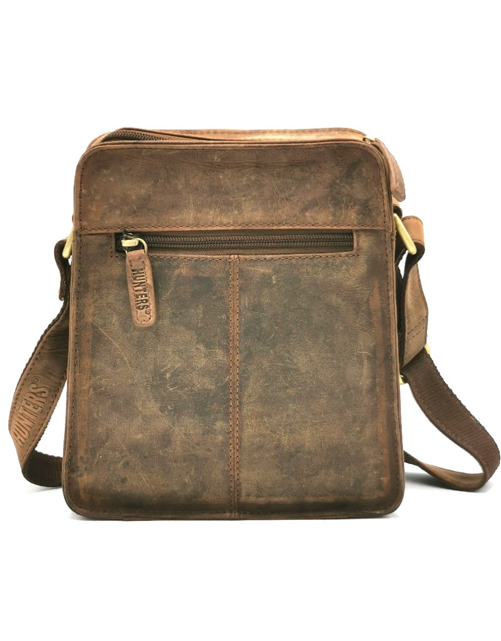 Hunters Leren Schoudertassen Leren crossbody tassen - Hunters Schoudertas Trapezium Buffelleer