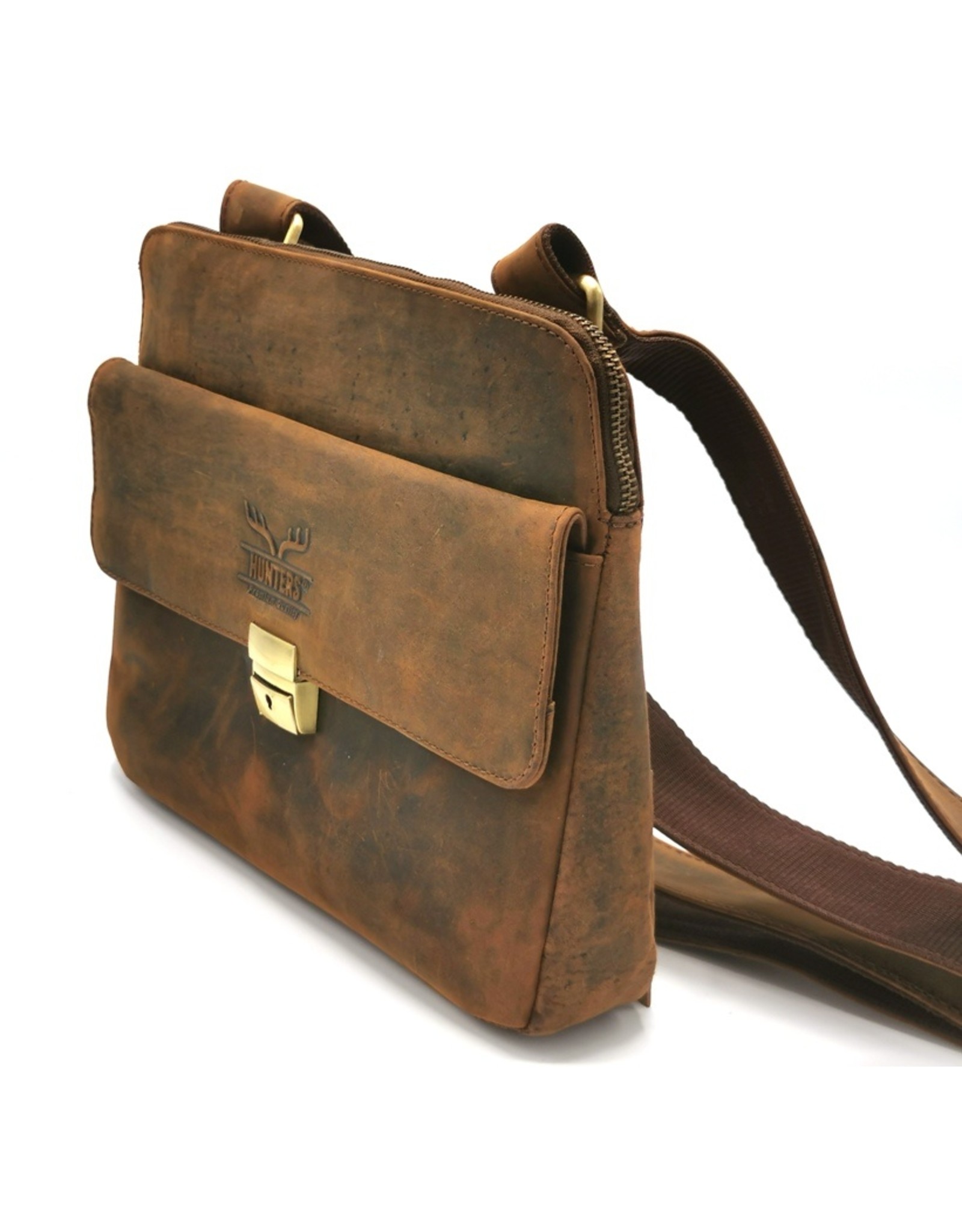 Hunters Leren Schoudertassen Leren crossbody tassen - Hunters Tablettas - Crossbodytas Buffelleer