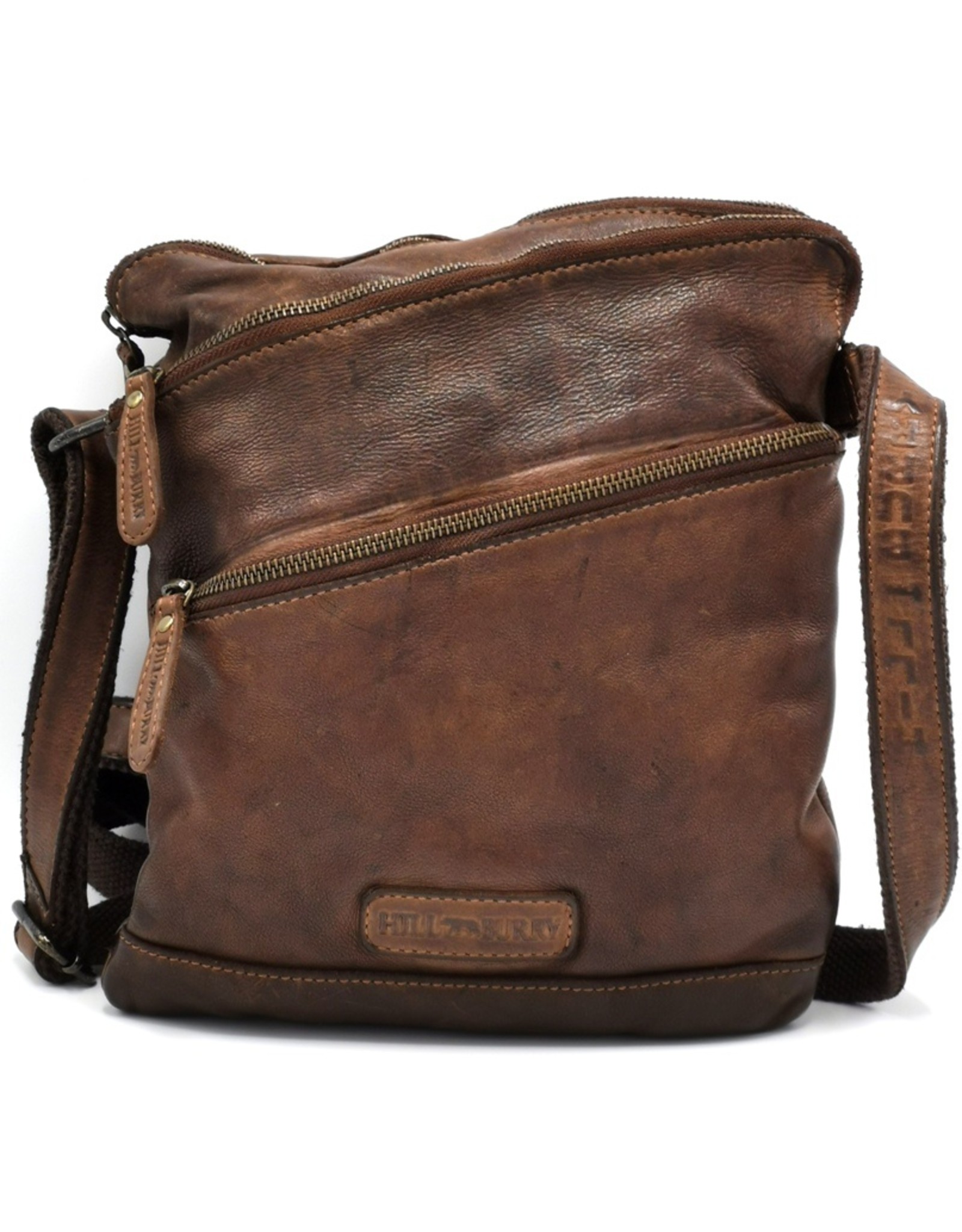 HillBurry Leather Shoulder bags  Leather crossbody bags - HillBurry Crossbody bag Washed Leather Choco Brown