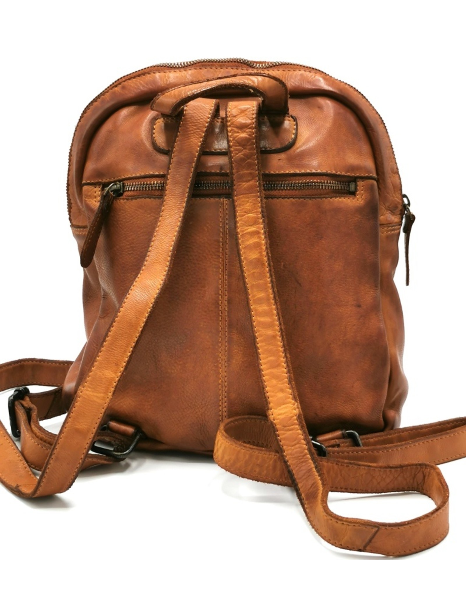 HillBurry Leather backpacks  and leather shoppers -  HillBurry Backpack Washed Leather Cognac