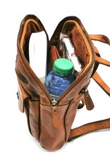 HillBurry Leren rugzakken en leren shoppers - HillBurry Rugzak Gewassen leer Cognac