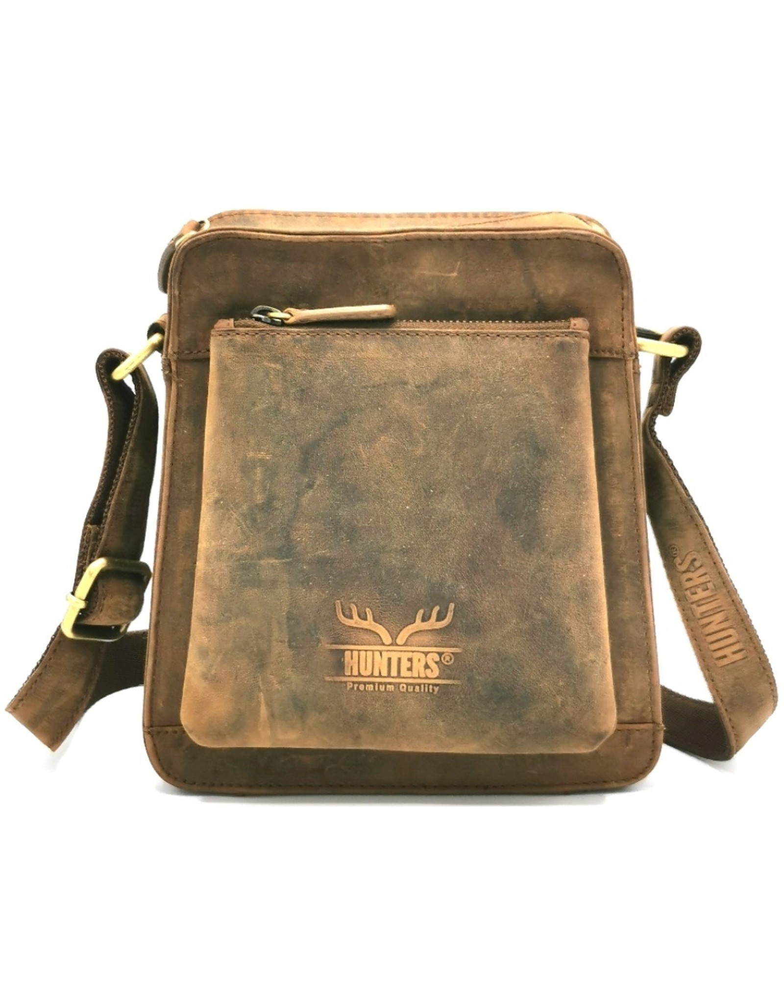 Hunters Leren Schoudertassen Leren crossbody tassen - Hunters Schoudertas Trapezium Buffelleer