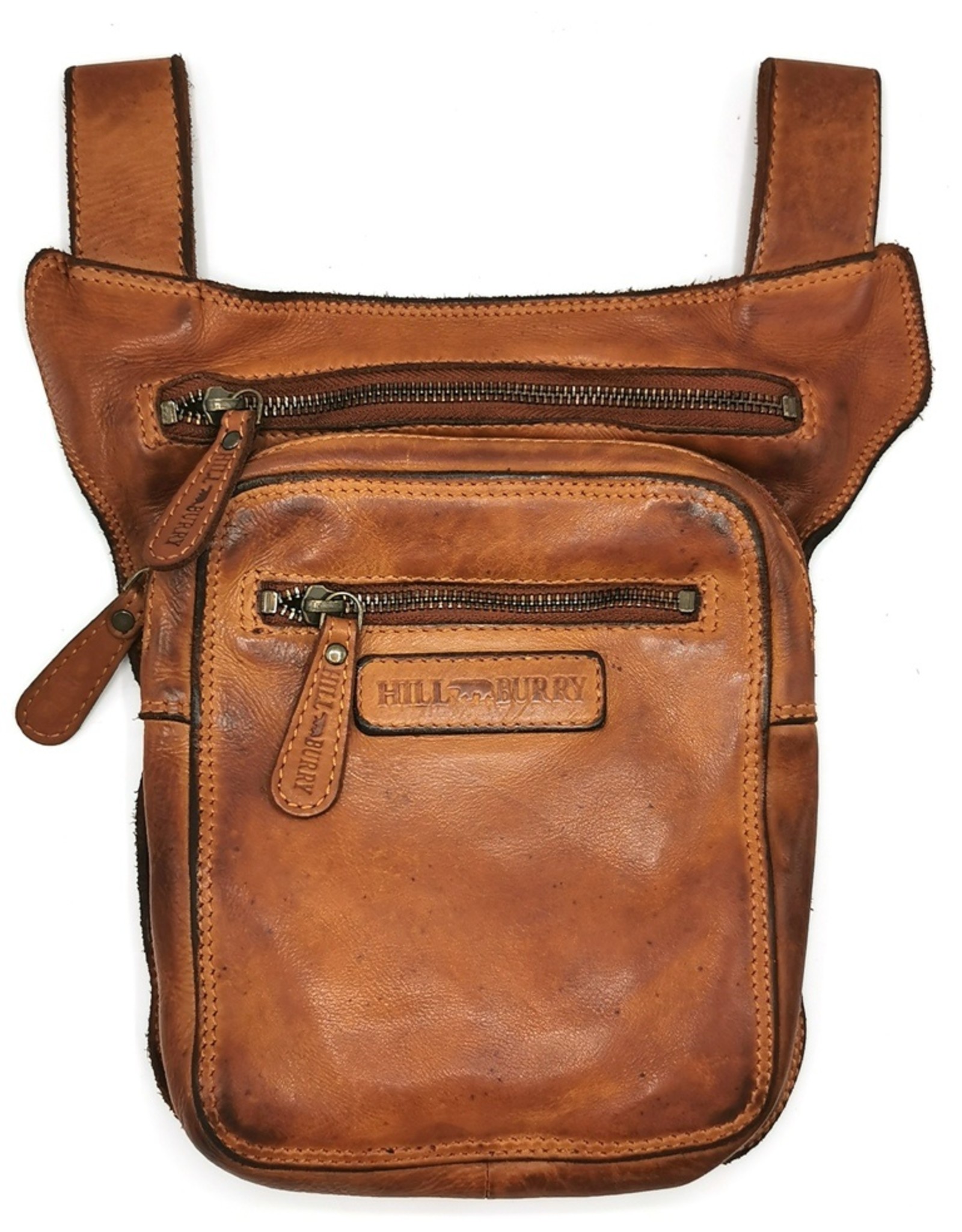 HillBurry Leather bags - HillBurry belt bag - leg bag washed leather brown  cognac