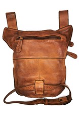 HillBurry Leather bags - HillBurry belt bag - leg bag washed leather brown  cognac