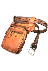 HillBurry Leather bags - HillBurry belt bag - leg bag washed leather brown  cognac