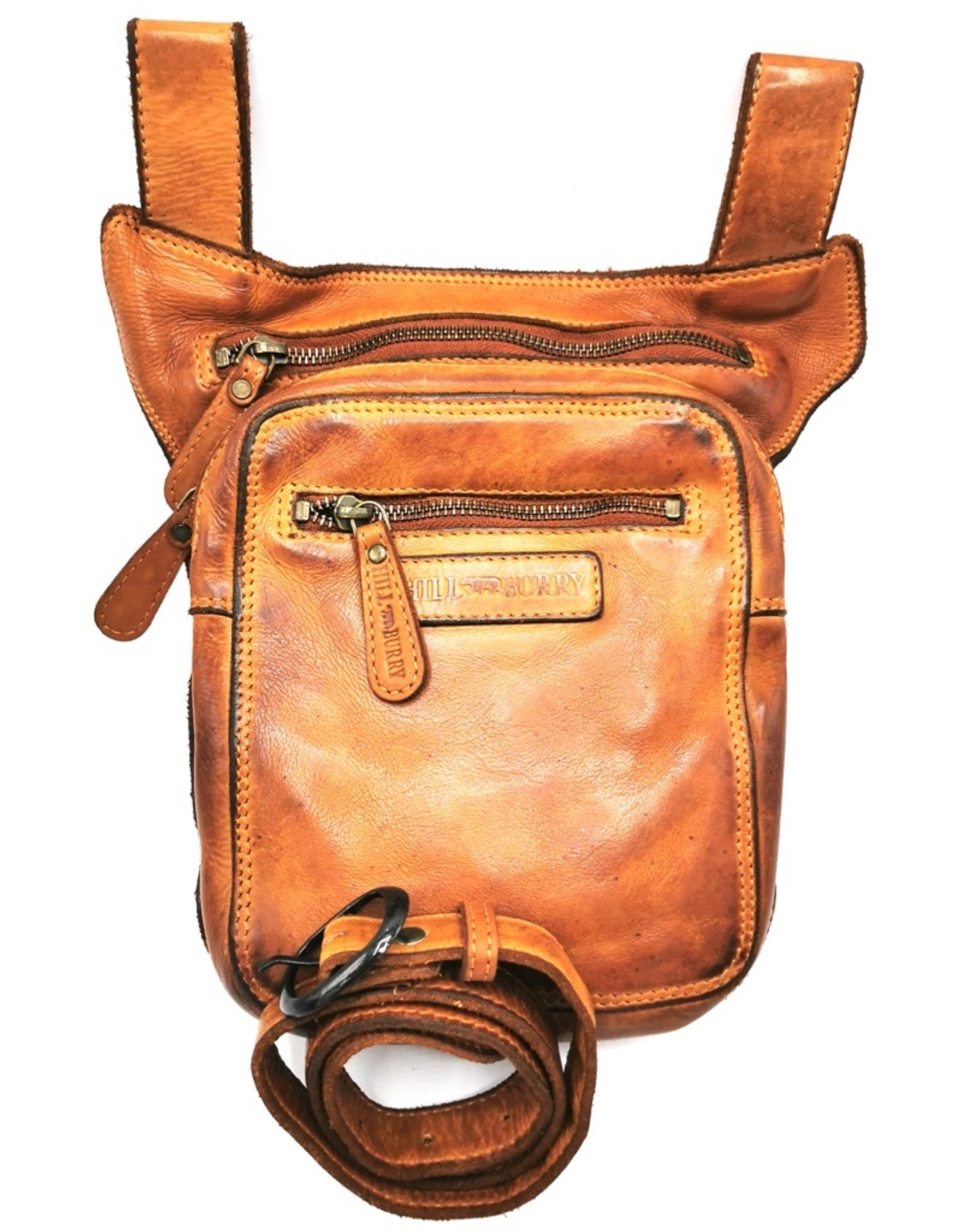 HillBurry Leather bags - HillBurry belt bag - leg bag washed leather brown  cognac