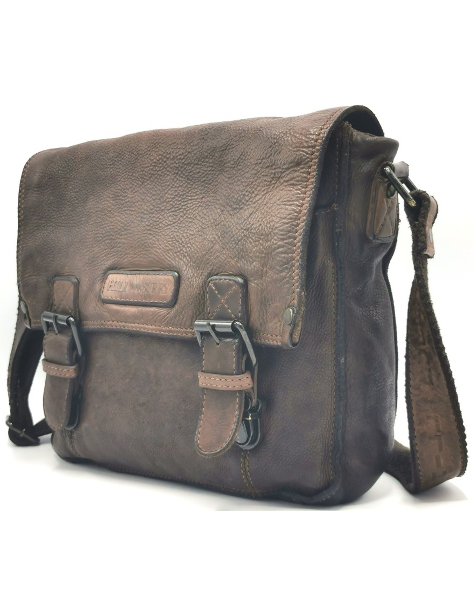 HillBurry Leather Shoulder bags  Leather crossbody bags - HillBurry Leather School bag Washed Leather brown