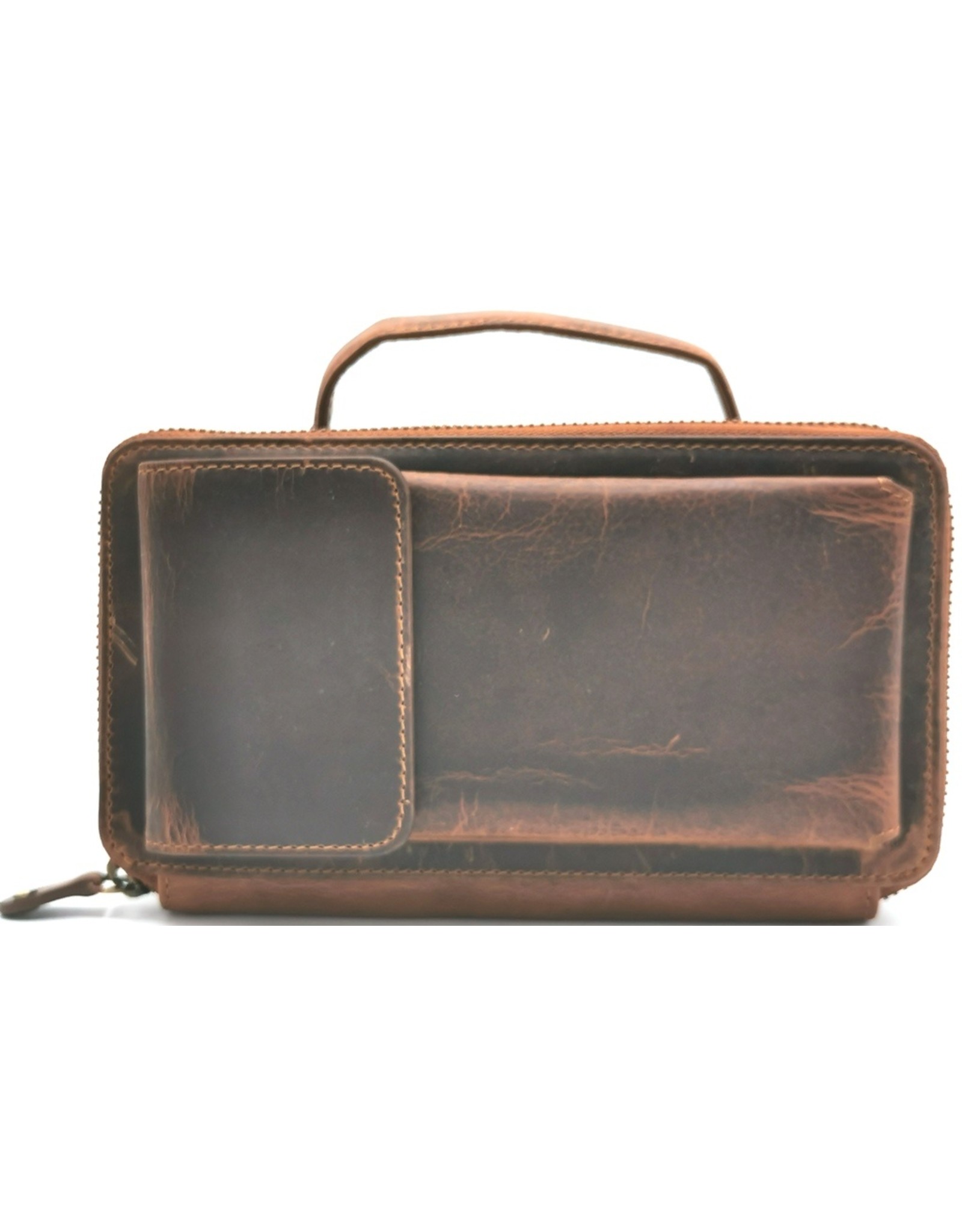 Hunters Leather Festival bags, waist bags and belt bags - Hunters Leather Organizer bag cognac