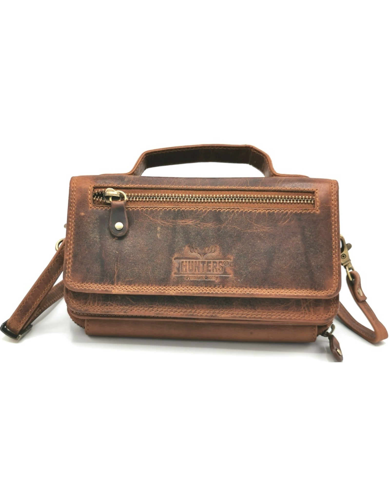 Hunters Leather Festival bags, waist bags and belt bags - Hunters Leather Organizer bag cognac