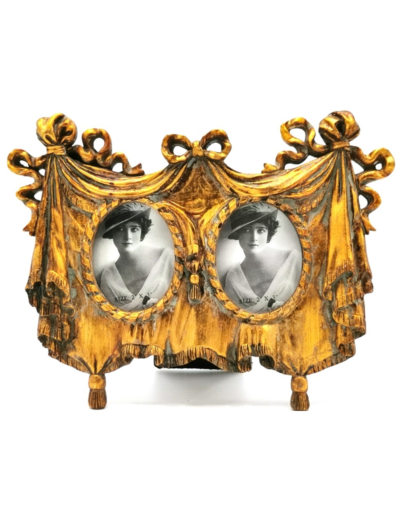 Trukado Miscellaneous - Double photo frame 1920s style gold colored