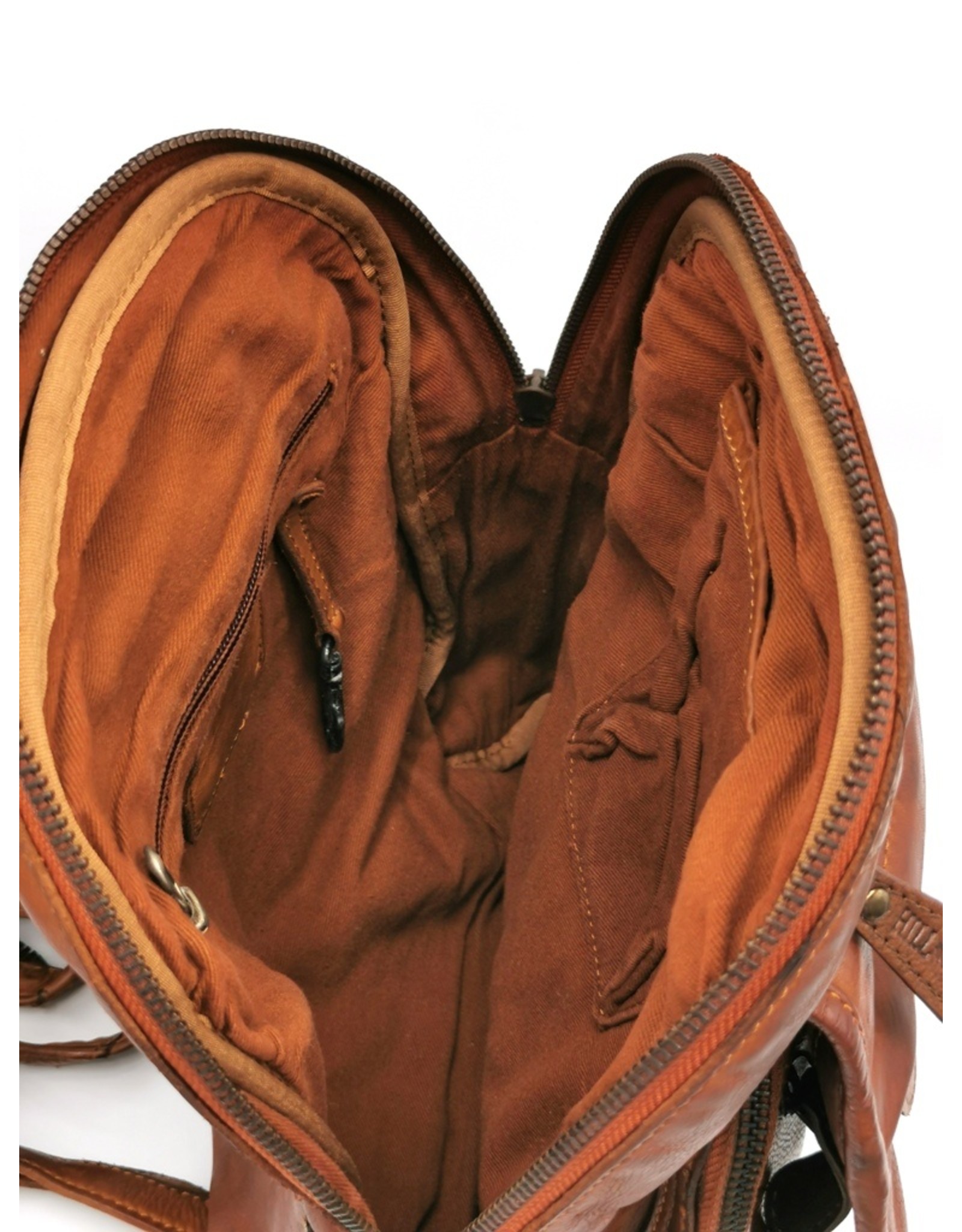 HillBurry Leather bags -  HillBurry backpack Washed Buffalo leather cognac