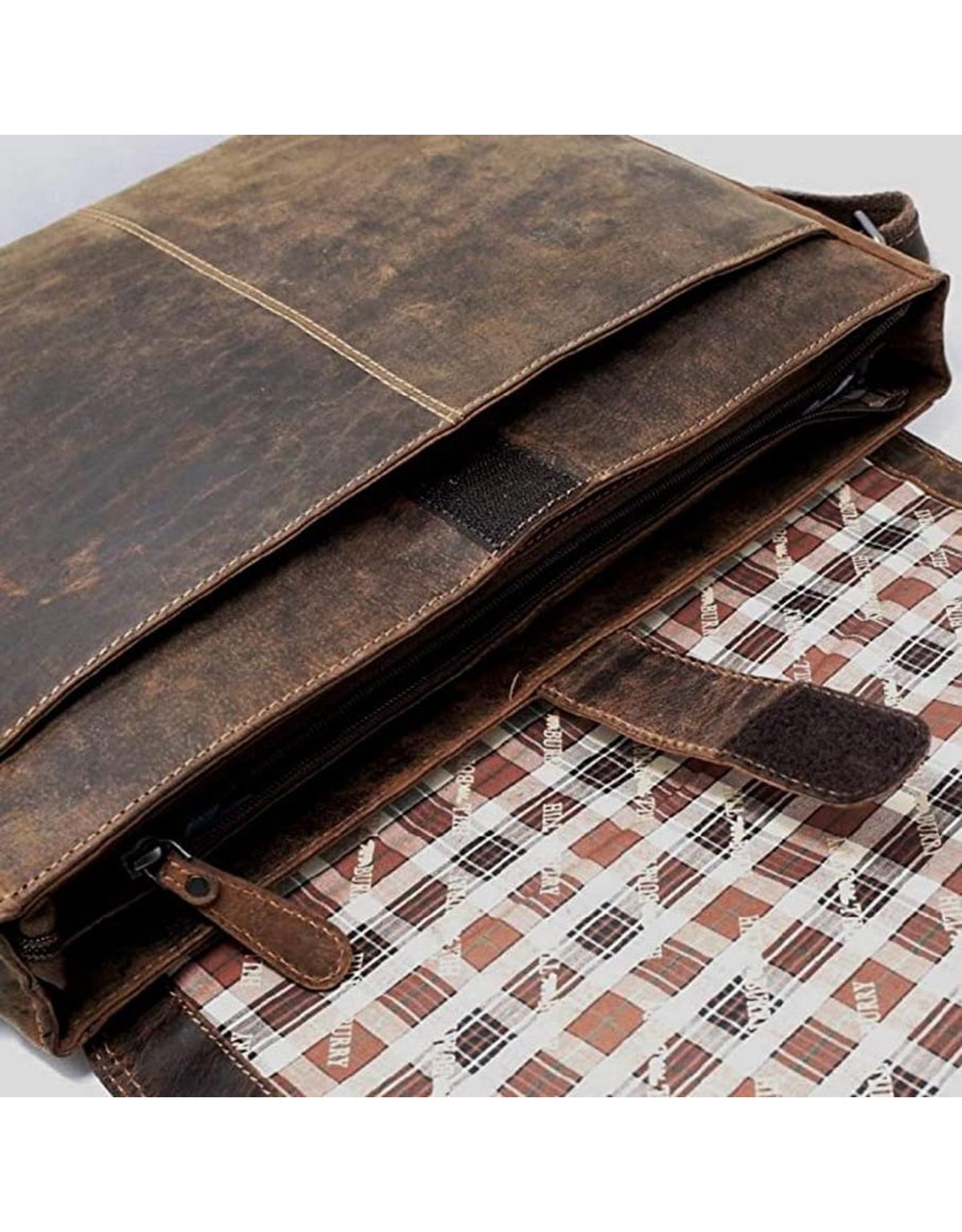 HillBurry Leren tassen - HillBurry Leren Laptoptas-werktas buffelleer 15,6"