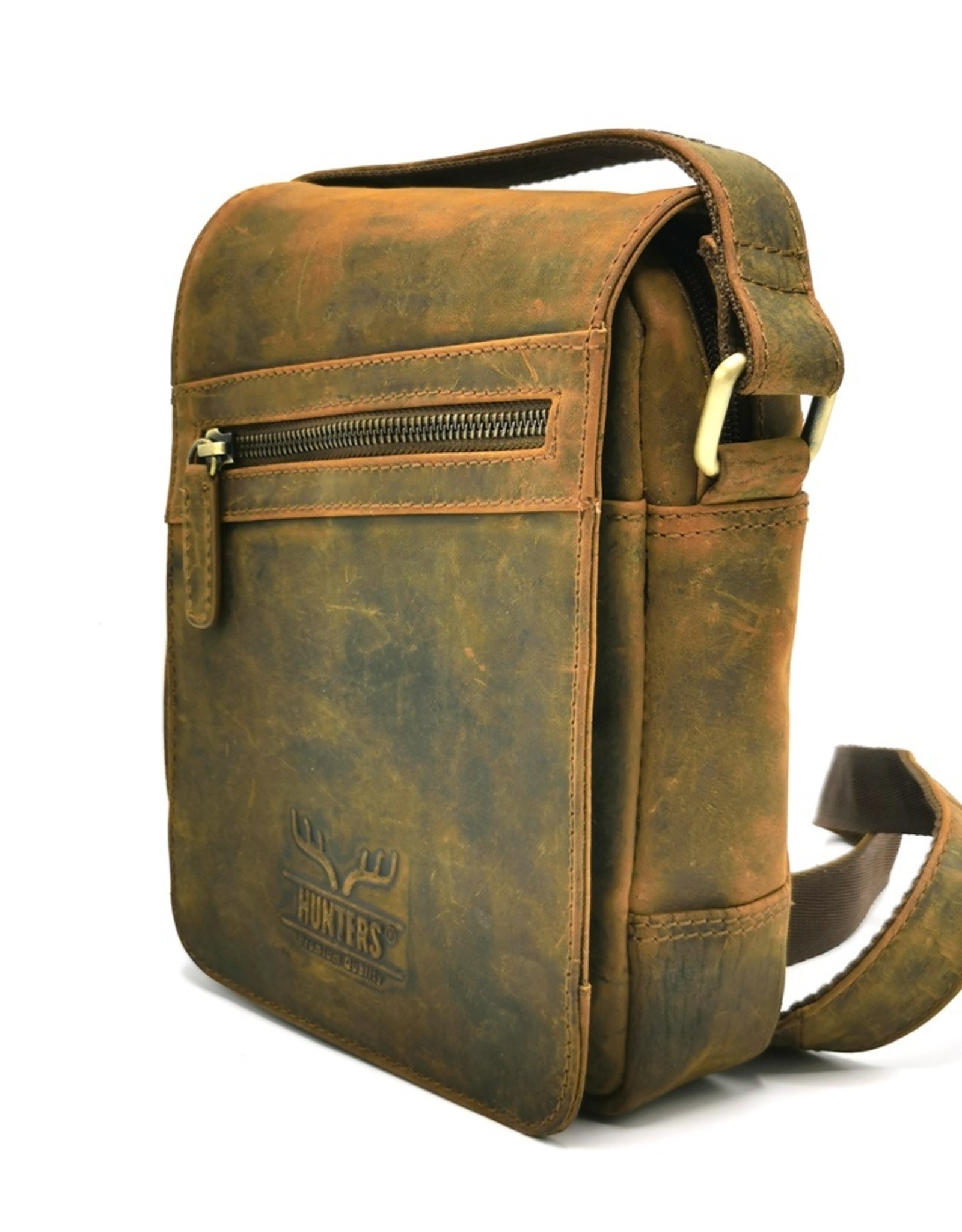 Hunters Leren tassen - Hunters Schoudertas met omslag klein