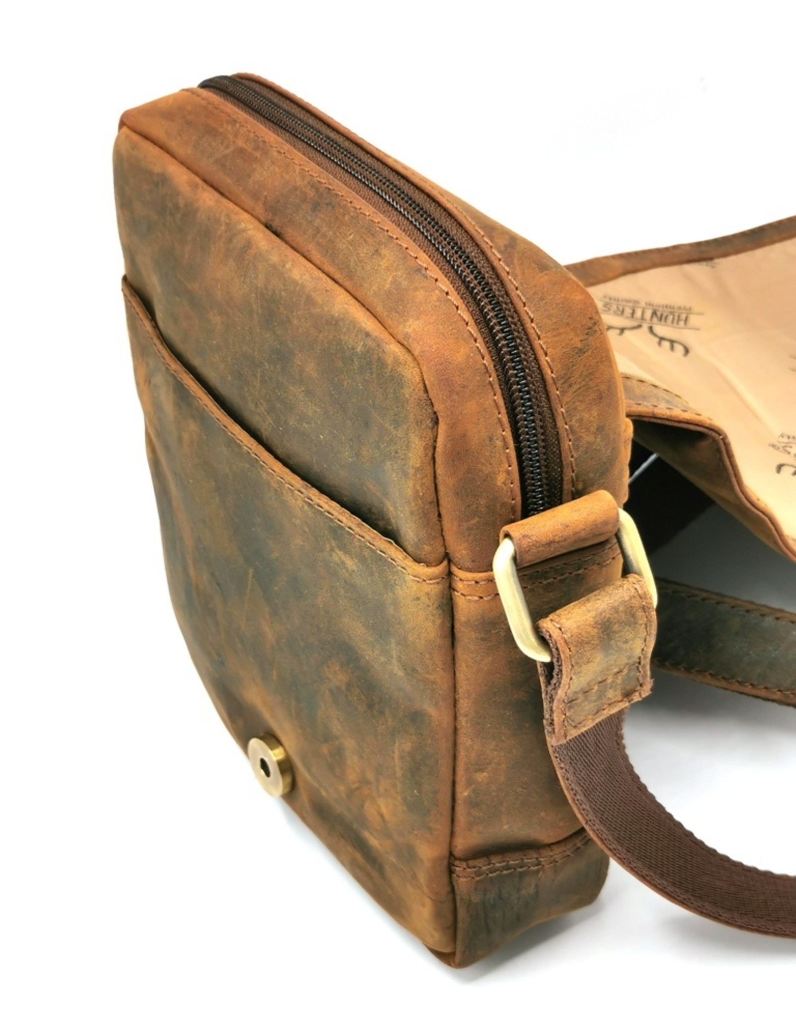 Hunters Leren tassen - Hunters Schoudertas met omslag klein