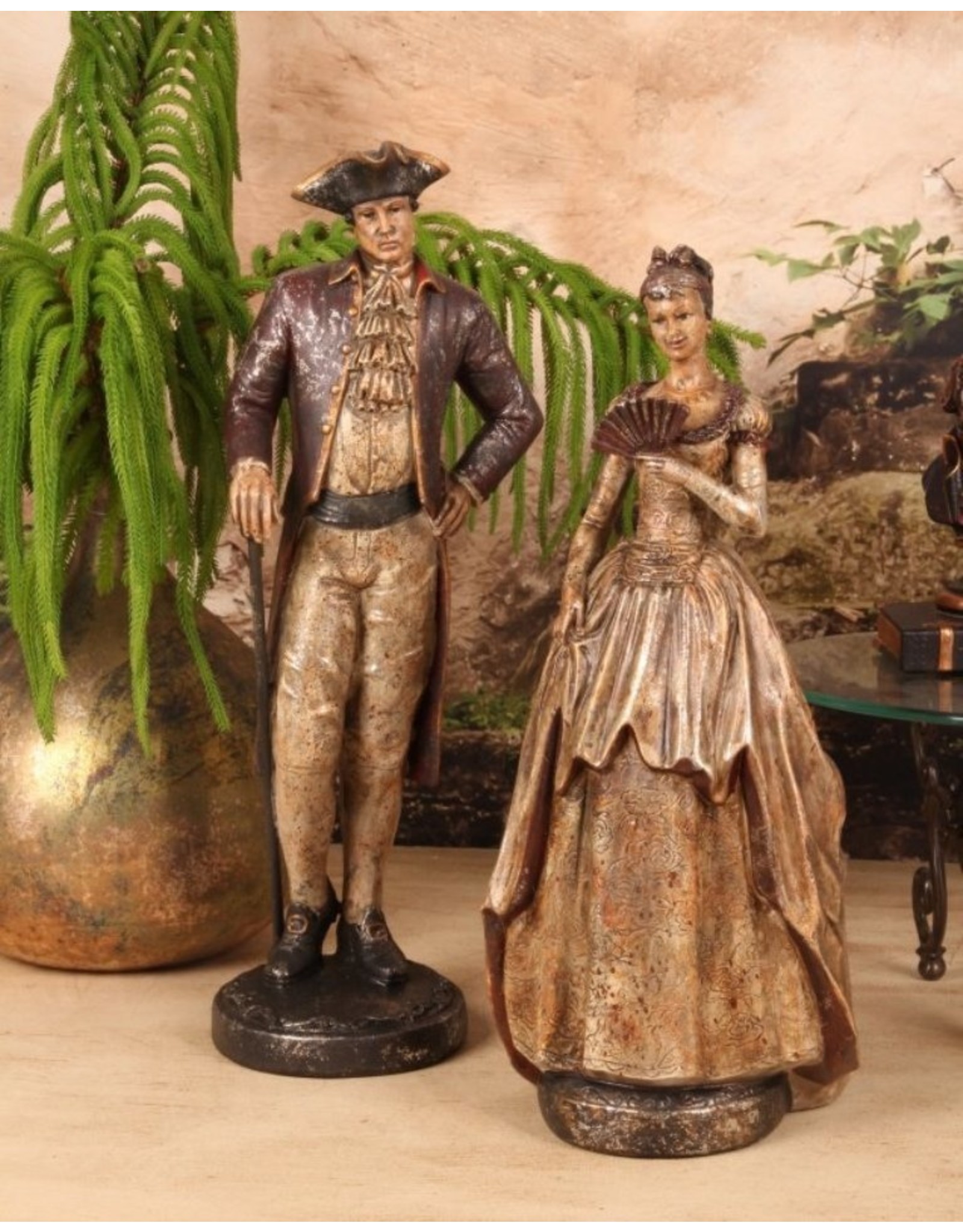 Baroque Collection Giftware & Lifestyle - Victorian Lady with fan vintage look statue 41cm