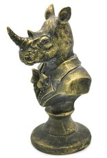 C&E Giftware & Lifestyle - Rhino in jacket and with bow bust 21cm antique look