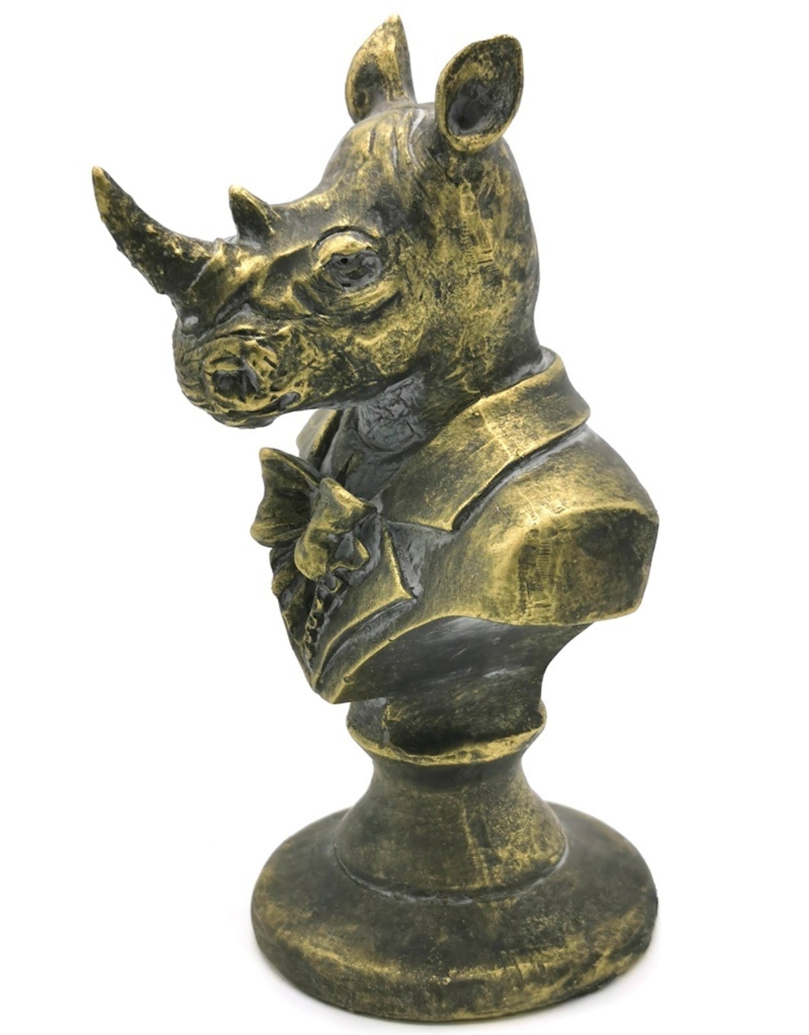 C&E Giftware & Lifestyle - Rhino in jacket and with bow bust 21cm antique look