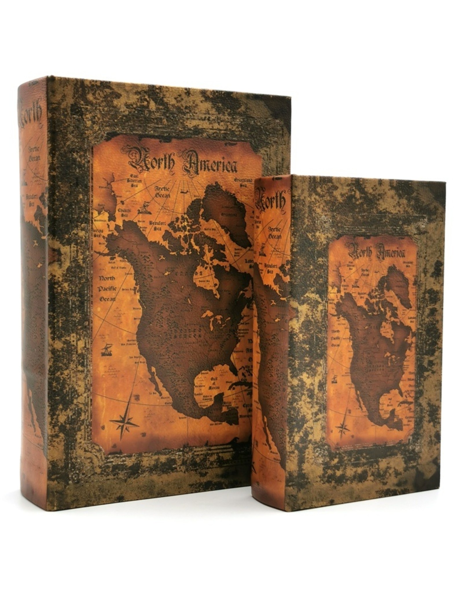 Trukado Miscellaneous - Storage book Antique look Atlas North America - set of 2