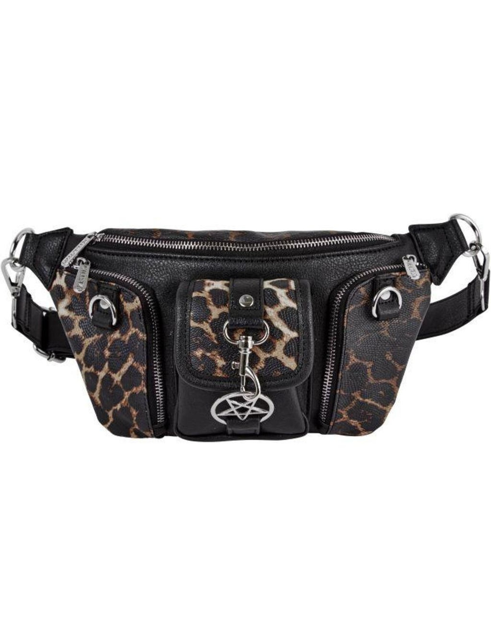 Black Leather Waist Bag Fanny Pack Gothic Designer Bag for 