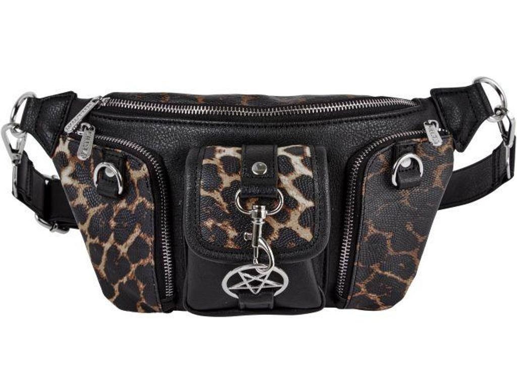 Black Leather Waist Bag Fanny Pack Gothic Designer Bag for 