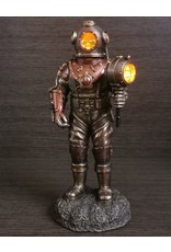 Veronese Design Giftware & Lifestyle - Steampunk Skeleton in the Diving Suit with Lighting Bronzed statue