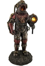 Veronese Design Giftware & Lifestyle - Steampunk Skeleton in the Diving Suit with Lighting Bronzed statue