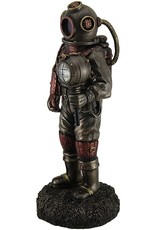 Veronese Design Giftware & Lifestyle - Steampunk Skeleton in the Diving Suit with Lighting Bronzed statue