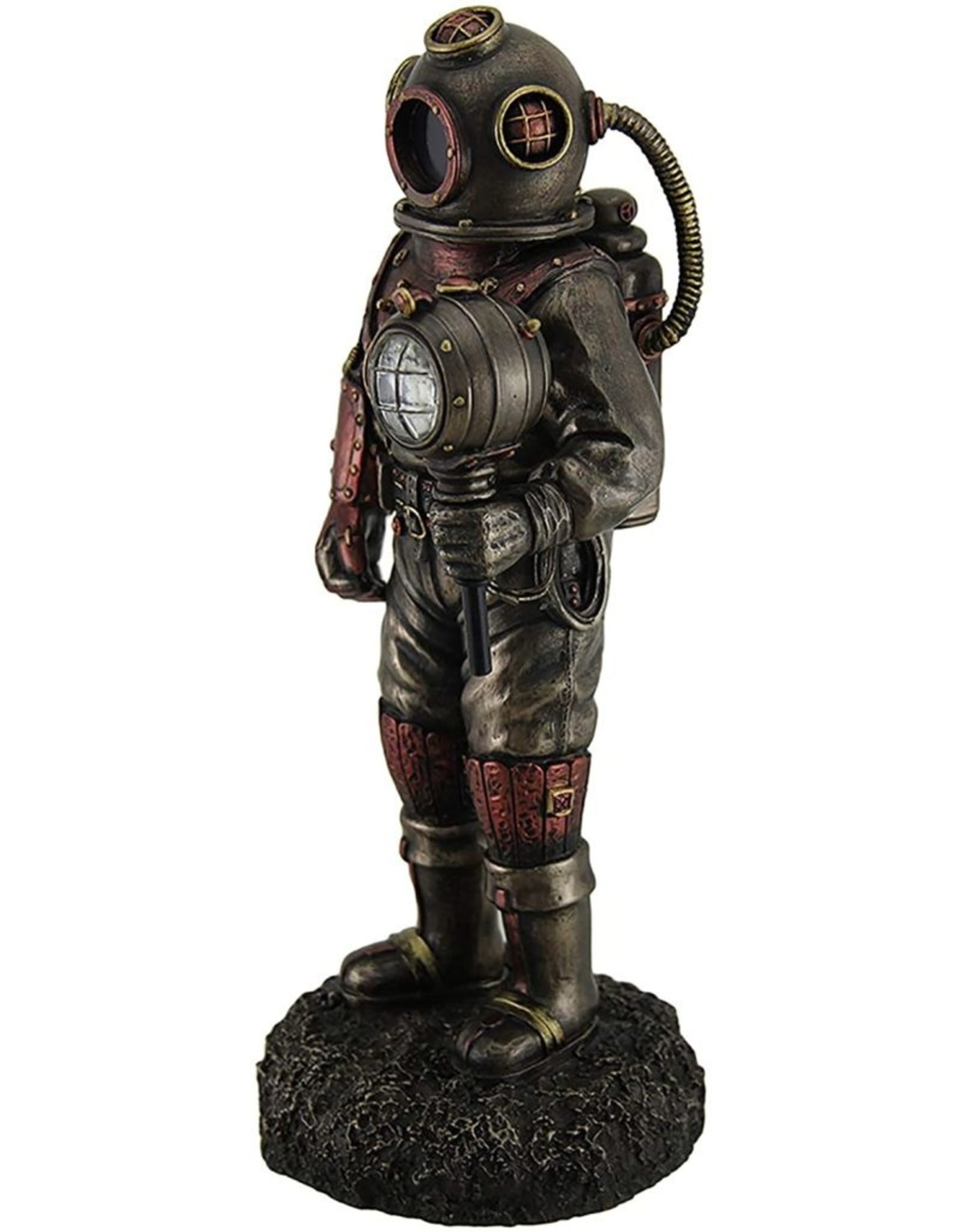 Veronese Design Giftware & Lifestyle - Steampunk Skeleton in the Diving Suit with Lighting Bronzed statue