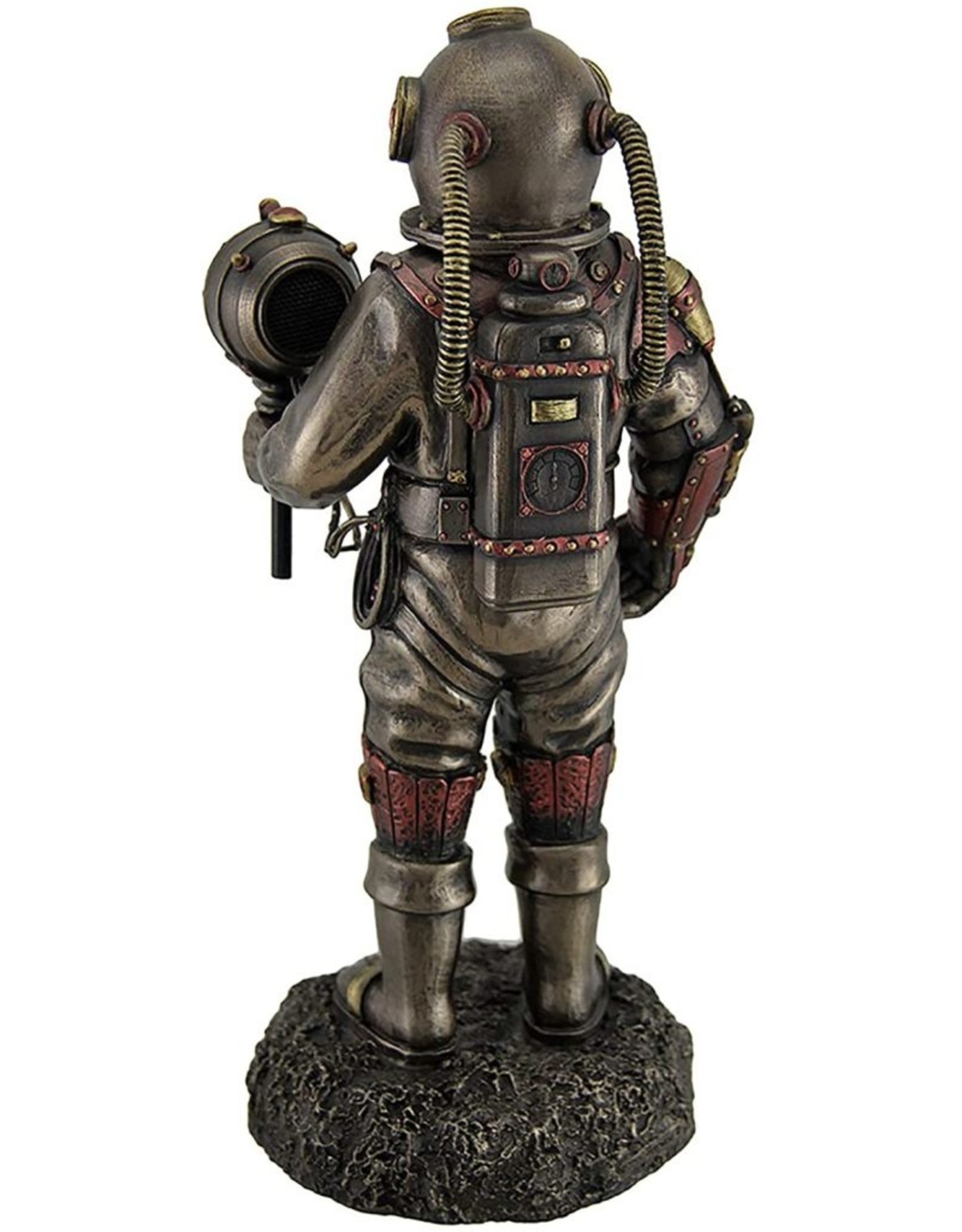 Veronese Design Giftware & Lifestyle - Steampunk Skeleton in the Diving Suit with Lighting Bronzed statue