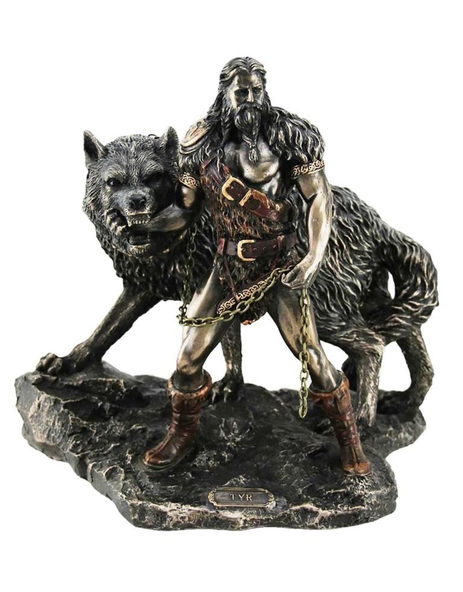 Veronese Design Giftware & Lifestyle - Norse God Tyr and the Binding of Fenrir bronzed figurine