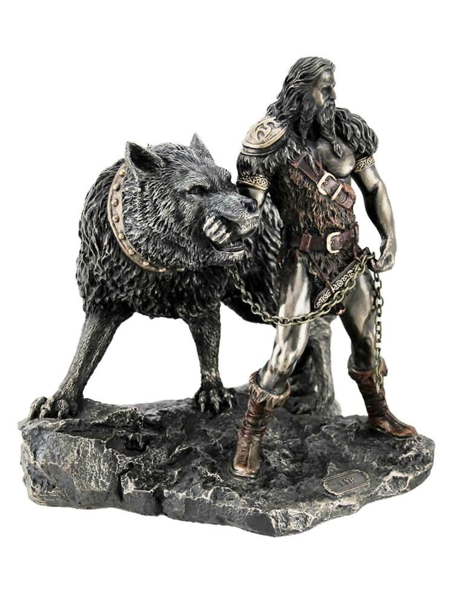 Veronese Design Giftware & Lifestyle - Norse God Tyr and the Binding of Fenrir bronzed figurine