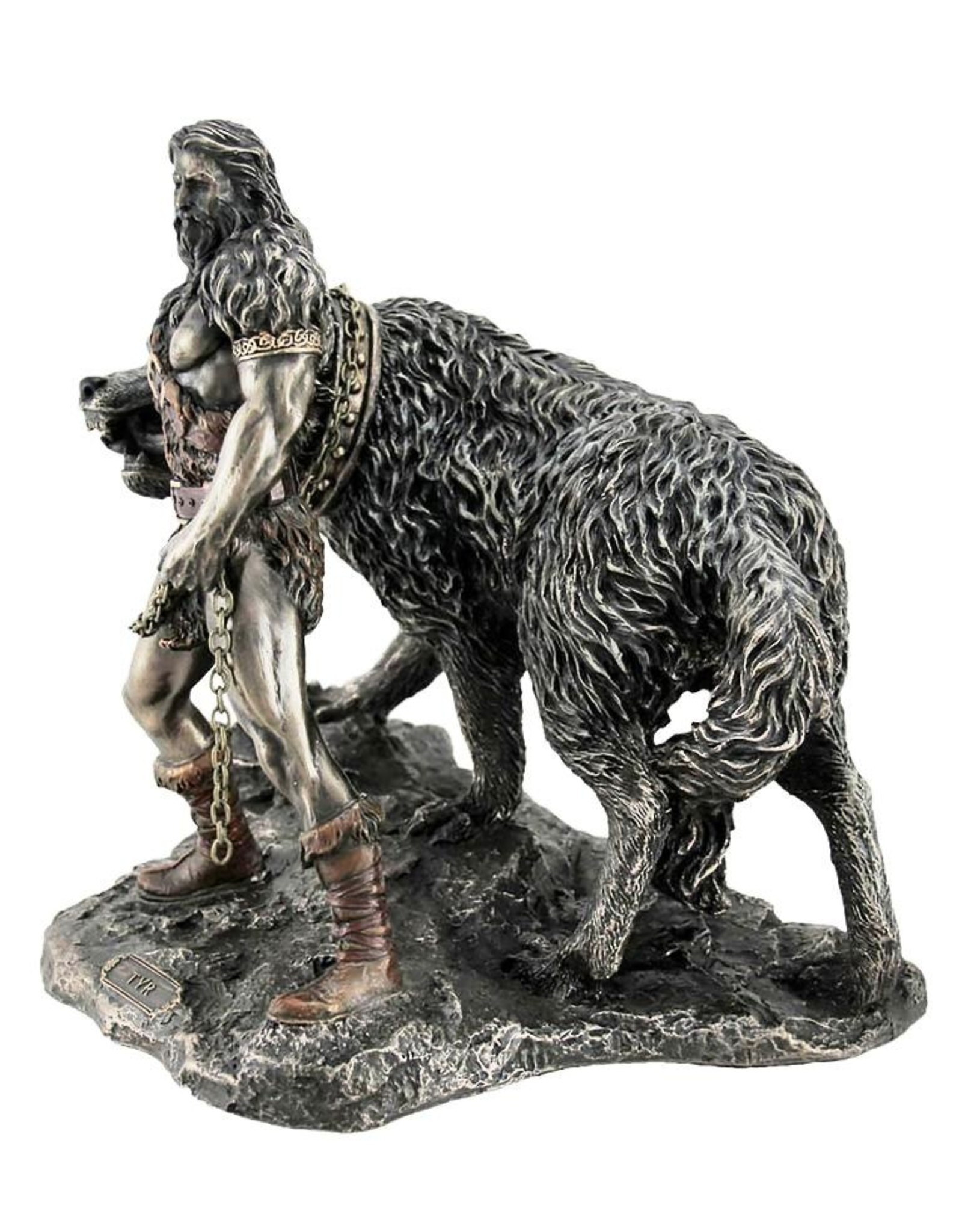 Veronese Design Giftware & Lifestyle - Norse God Tyr and the Binding of Fenrir bronzed figurine