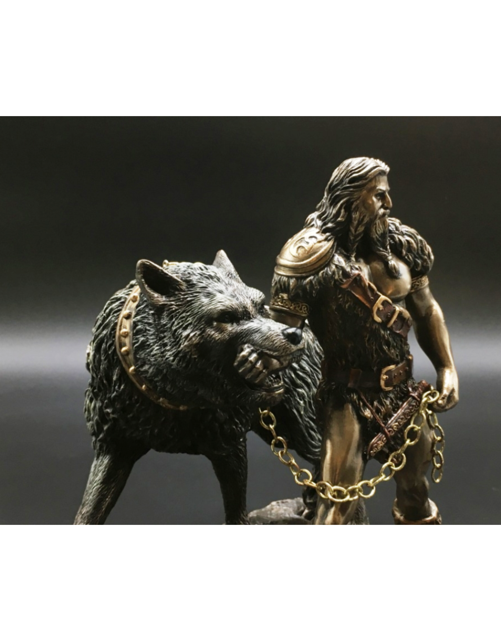 Veronese Design Giftware & Lifestyle - Norse God Tyr and the Binding of Fenrir bronzed figurine