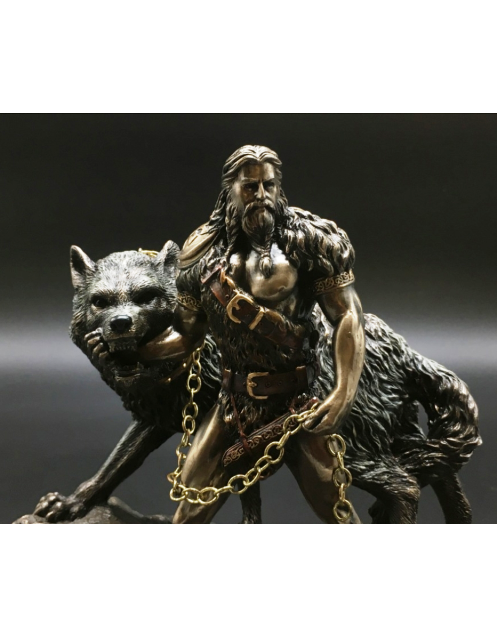 Veronese Design Giftware & Lifestyle - Norse God Tyr and the Binding of Fenrir bronzed figurine