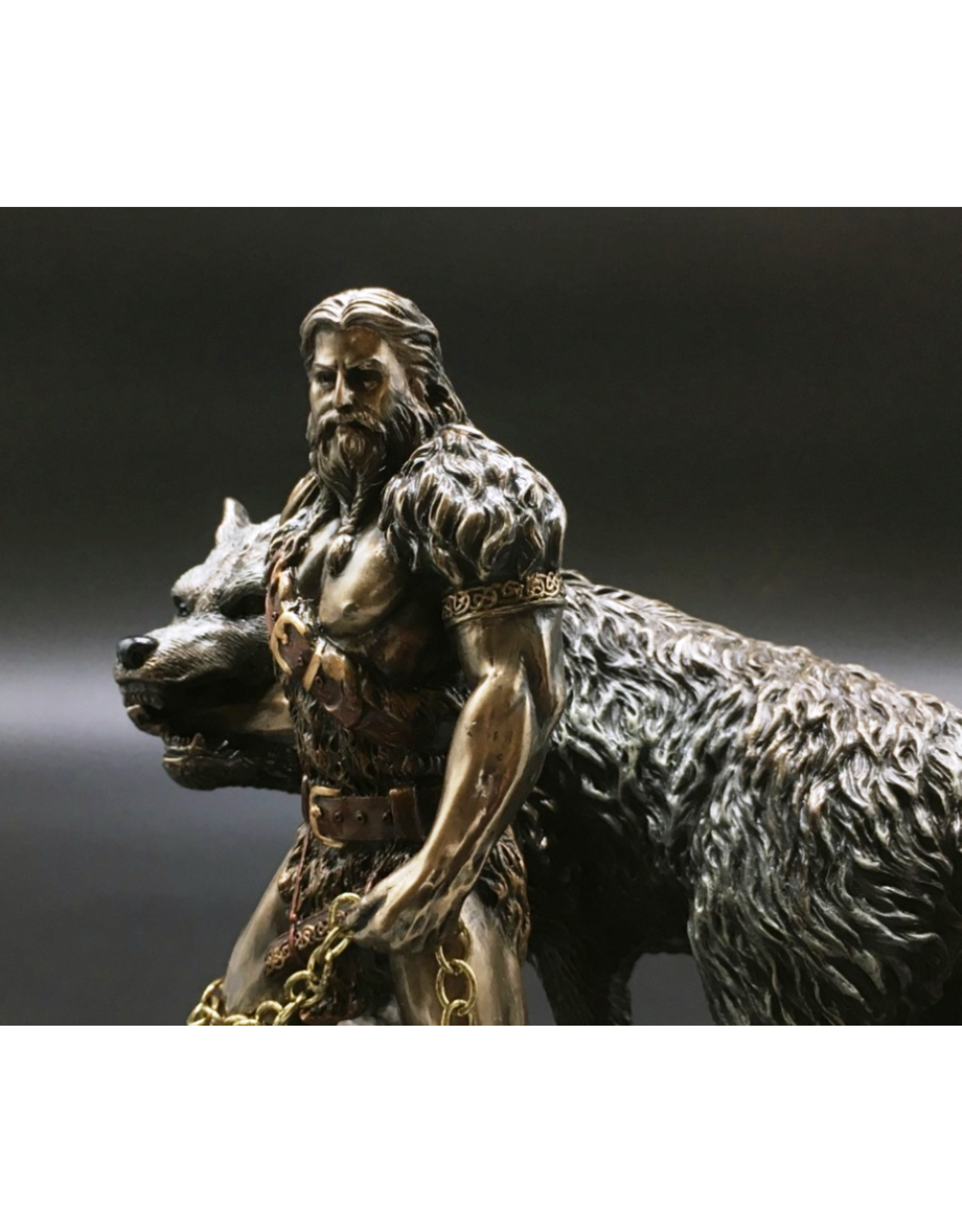 Veronese Design Giftware & Lifestyle - Norse God Tyr and the Binding of Fenrir bronzed figurine