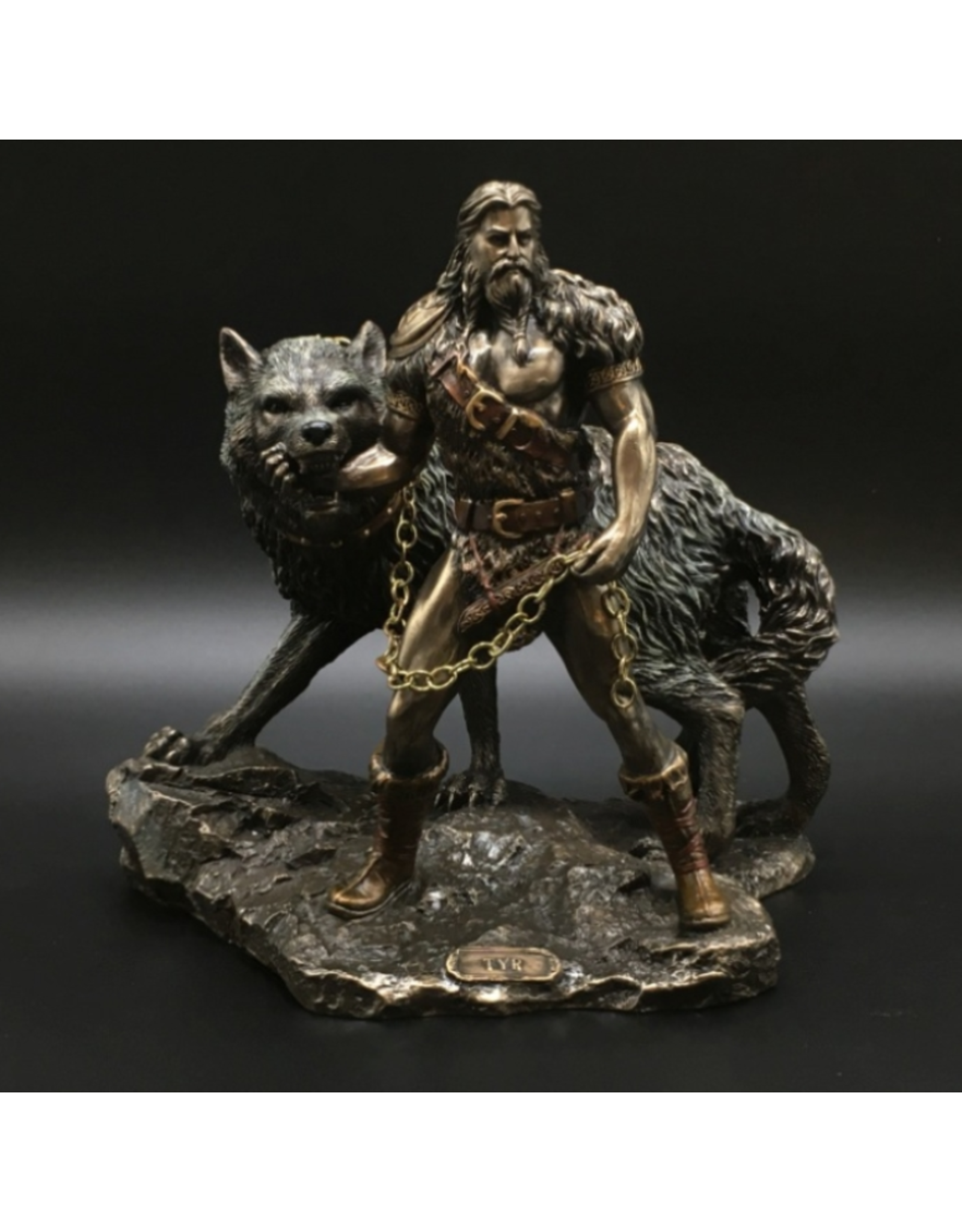 Veronese Design Giftware & Lifestyle - Norse God Tyr and the Binding of Fenrir bronzed figurine