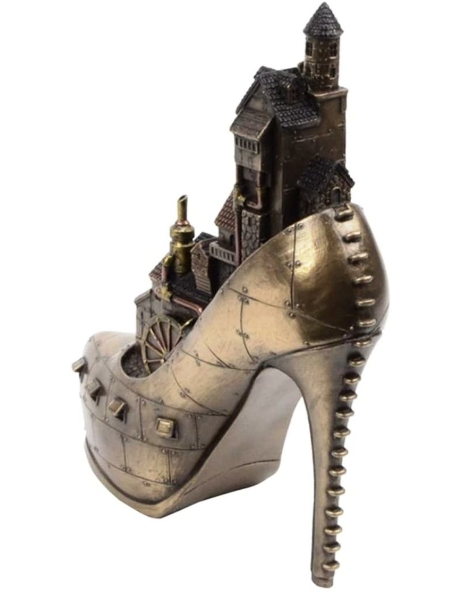 Veronese Design Giftware & Lifestyle - Steampunk Stiletto Ironopolis - Schoen met Dorp 25,5cm