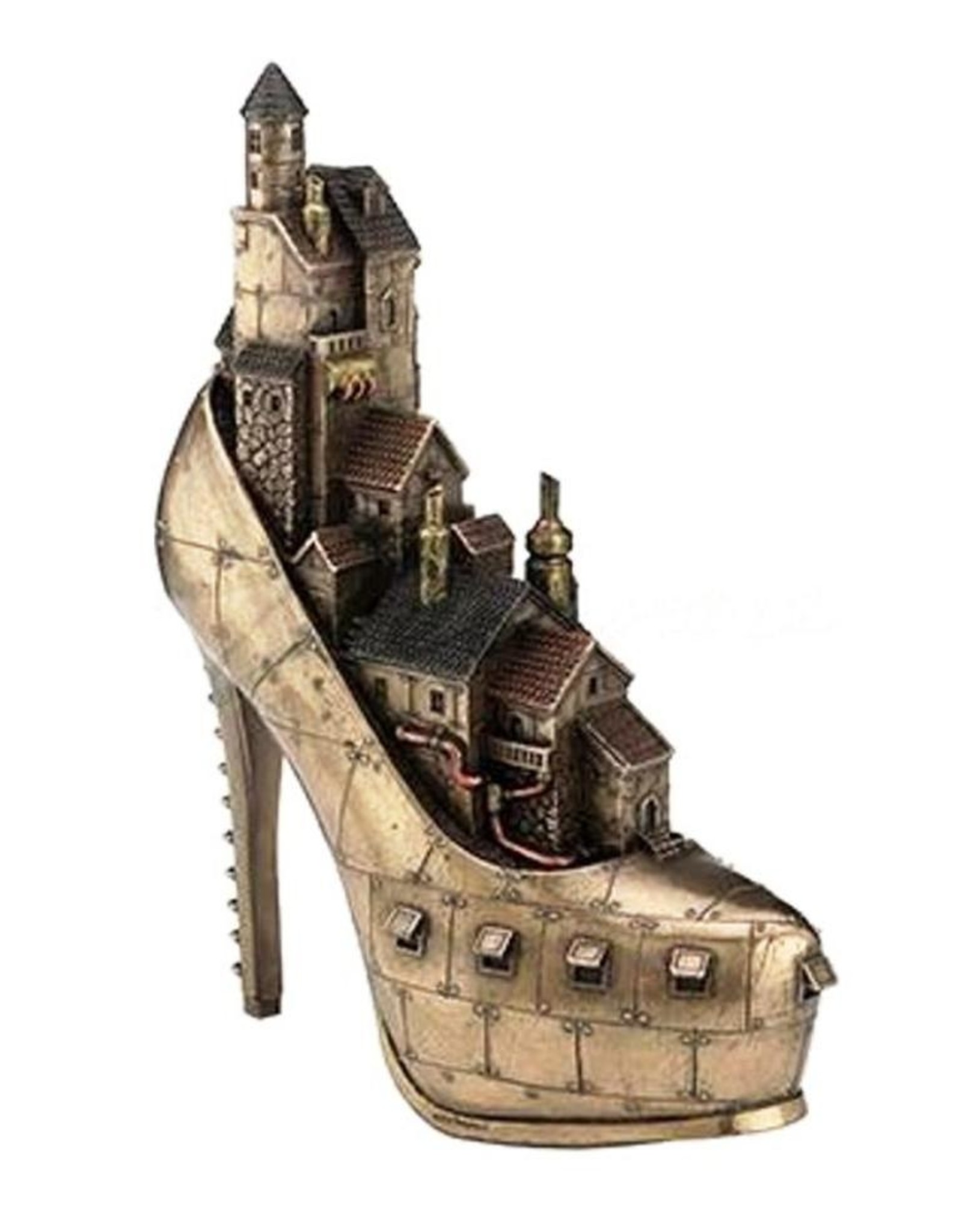 Veronese Design Giftware & Lifestyle - Steampunk Stiletto Ironopolis - Schoen met Dorp 25,5cm