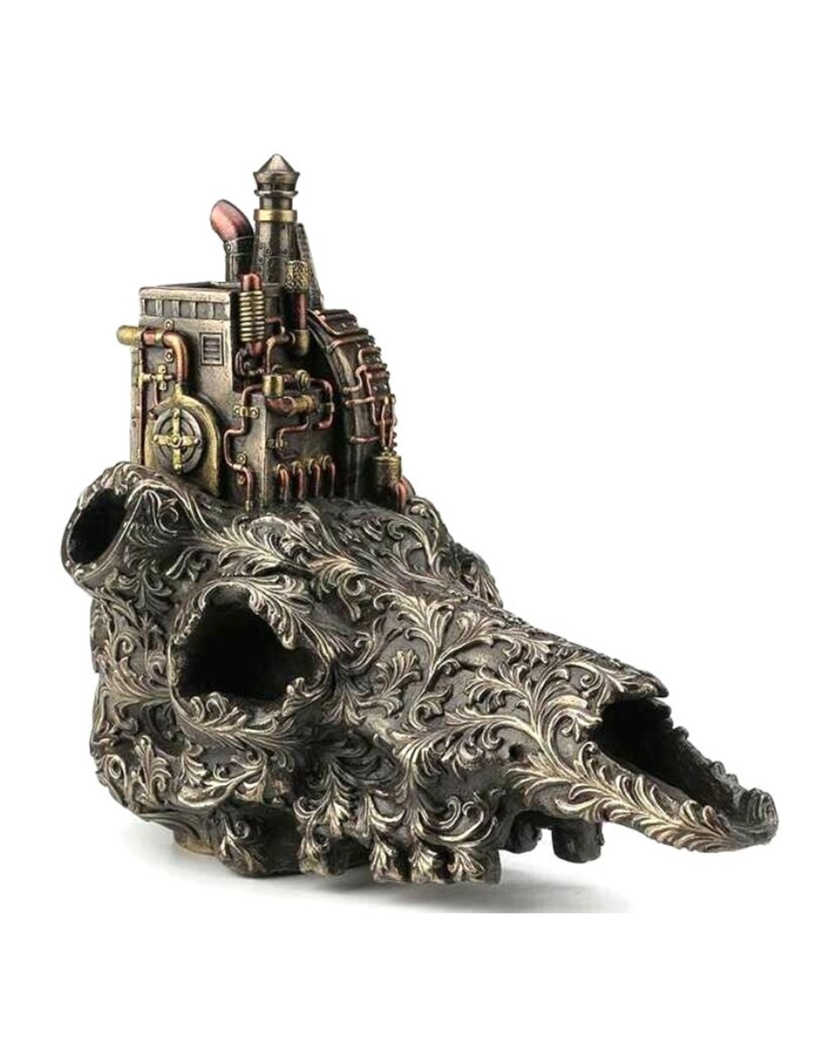 Veronese Design Giftware & Lifestyle - Steampunk Machinarium Bull Skull bronzed figurine