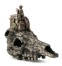 Veronese Design Steampunk Machinarium Bull Skull bronzed figurine