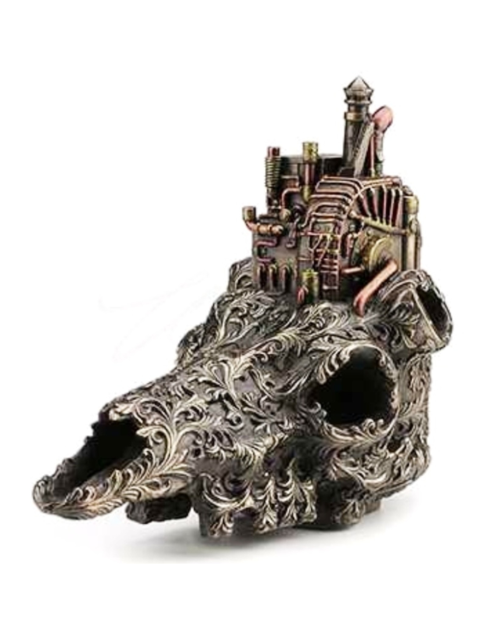 Veronese Design Giftware & Lifestyle - Steampunk Machinarium Bull Skull bronzed figurine