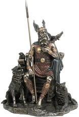 Veronese Design Giftware & Lifestyle - Odin Sitting with Wolves and Crows bronzed statue 26cm