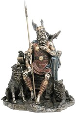 Veronese Design Giftware & Lifestyle - Odin Sitting with Wolves and Crows bronzed statue 26cm