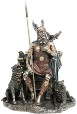 Veronese Design Giftware & Lifestyle - Odin Zittend met Wolven en Kraaien gebronsd beeld 26cm